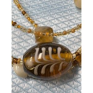 Glass‎ Bead Necklace Brown Round Seed Bead Multi Strand Unique Beads